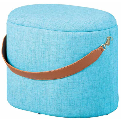 Pouf de Rangement à Anse "Dumont" 42cm Turquoise (1/5)