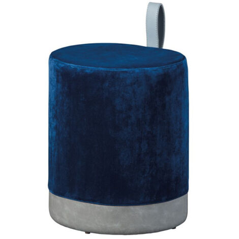 Pouf Design en Velours à Poignée "Laly" 43cm Bleu (1/3)