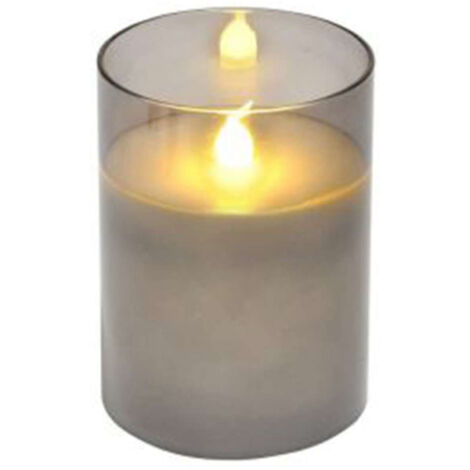 Bougie Ronde LED "Verrine" 10cm Gris Clair (1/2)