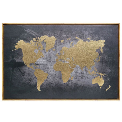 Toile Imprimée "Monde" 58x88cm Noir & Or (1/2)