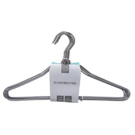 Five Simply Smart – Lot de 10 cintres en métal fin 39cm gris – Conception optimisée pour rangement efficace – Idéal pour vêtements délicats