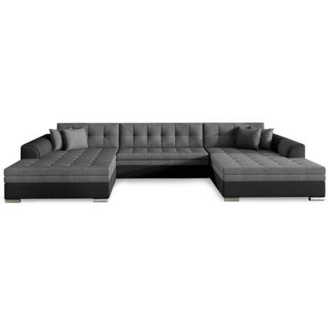 Canapé Panoramique Convertible "Ascobar" 365cm Noir & Gris (1/4)