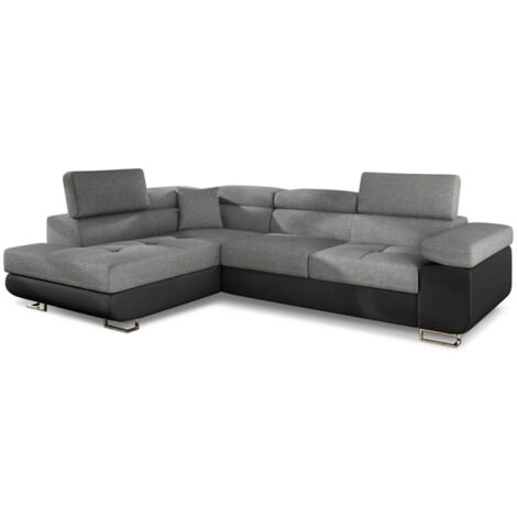 Canapé Convertible d'Angle Gauche "Toms" 275cm Gris (1/3)