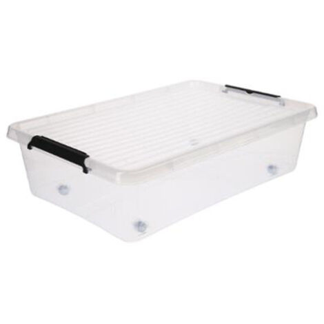 Five Simply Smart – Boîte de rangement transparente 22L – Dimensions L. 59 x P. 38,5 x H. 16,5 cm – Polypropylène avec roulettes intégrées