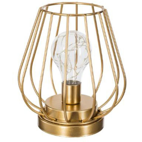 Atmosphera – Lampe à poser métal MicroLed 17cm or – Lumière led blanc froid – Design élégant pour intérieur moderne – Alimentation 3 piles AAA