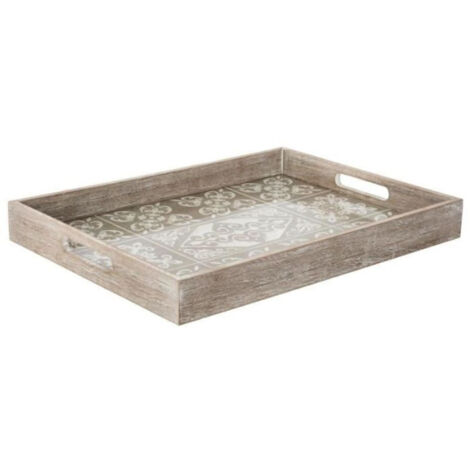 Atmosphera – Plateau de table en MDF et verre 40x30cm – Motifs 'Eté' – Design moderne pour service boissons et collations – Couleur naturelle