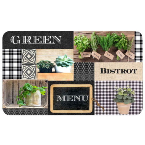 Tapis de Cuisine Mousse "Green Bistrot" 45x75cm Multicolore