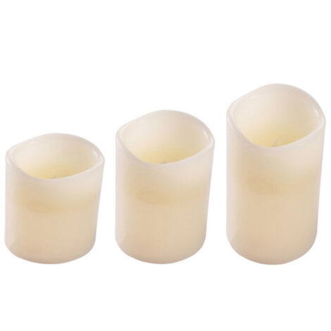 Lot de 3 Bougies Variation de Couleur "LED" 15cm Ivoire (1/2)