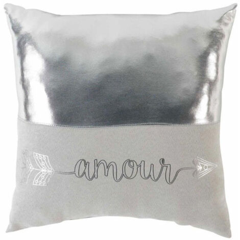 Coussin Déco "Amour" 40x40cm Argent