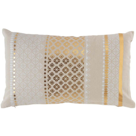 Coussin Déhoussable "Gaya" 30x50cm Beige & Or (1/2)