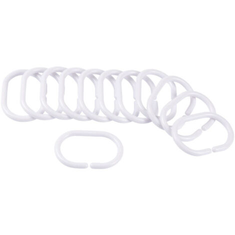 Lot de 12 Anneaux de Rideau de Douche "Vitamine II" 6cm Blanc (1/2)