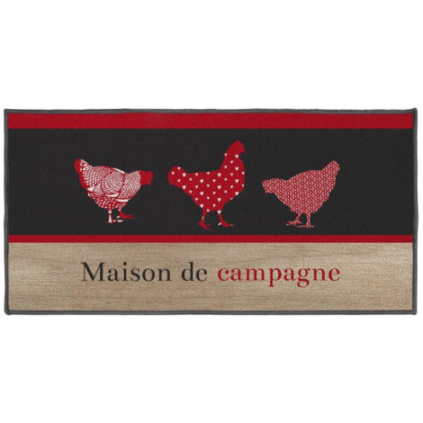 Tapis Déco Rectangle "Campagne" 50x120cm Rouge (1/2)