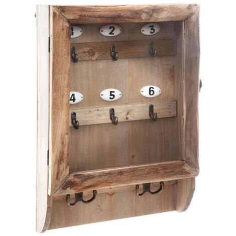 Atmosphera – Boîte à clés en bois naturel 26x8x38cm – Fer et sapin – Organisation optimale avec numéros – Armoire à clés décorative