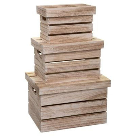 Lot de 3 Boîtes de Rangement "Warm" 38cm Naturel (1/3)