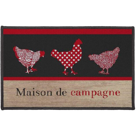 Tapis Déco Rectangle "Campagne" 50x80cm Rouge (1/2)