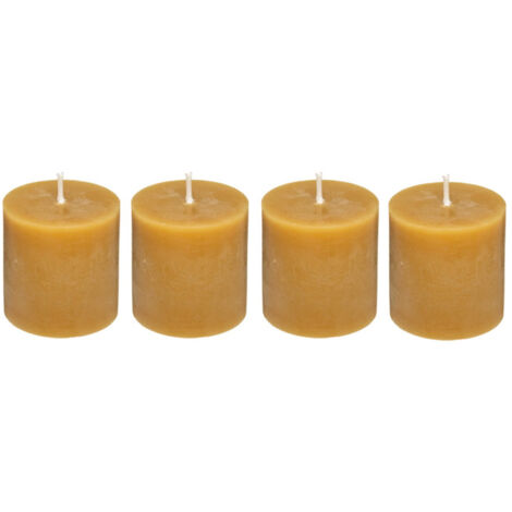 Lot de 4 Bougies Votives "Rustic" 4,5cm Jaune (1/5)