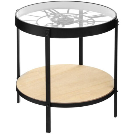 Table à Café en Verre "Pendule" 50cm Noir (1/4)