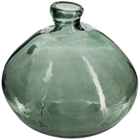 Vase Rond En Verre Recyclé "Ballon" 22cm Kaki