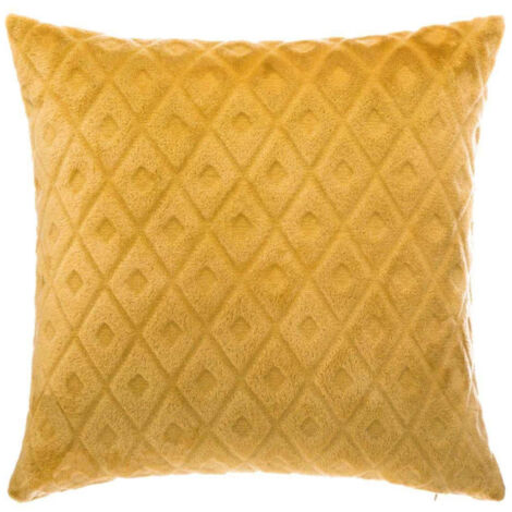 Coussin Déhoussable "Losange 3D" 40x40cm Ocre (1/3)