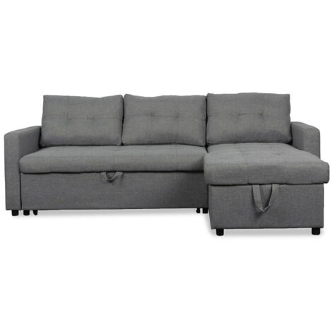 Canapé d'Angle Convertible Tissu "Corto" 221cm Gris (1/5)
