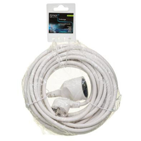 Rallonge Blanche 10m - 1 Prise 16A - 3500W - Pour Intérieur - Câble Textile