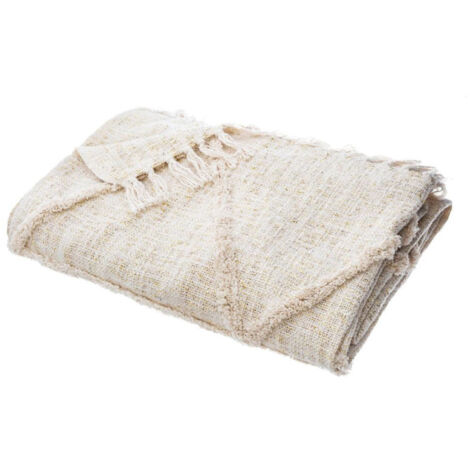 Atmosphera – Jeté de lit slub 130x180cm beige – Coton et polyester – Motif en relief – Accessoire élégant pour chambre