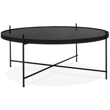 Table Basse Design en Verre "Rona" 83cm Noir