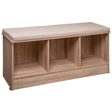 Five Simply Smart – Banc 3 niches Mix N'Modul 105cm – Panneaux agglomérés – Dimensions L. 105 x P. 34 x H. 49,5 cm – Couleur naturel (1/3)
