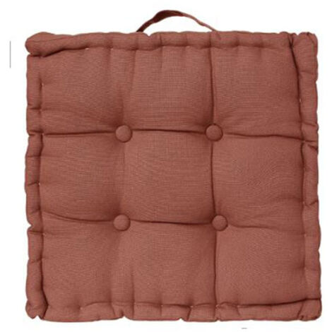 Atmosphera – Coussin de sol carré 40x40cm en coton terracotta – Doux et confortable – Avec poignée pour un transport facile