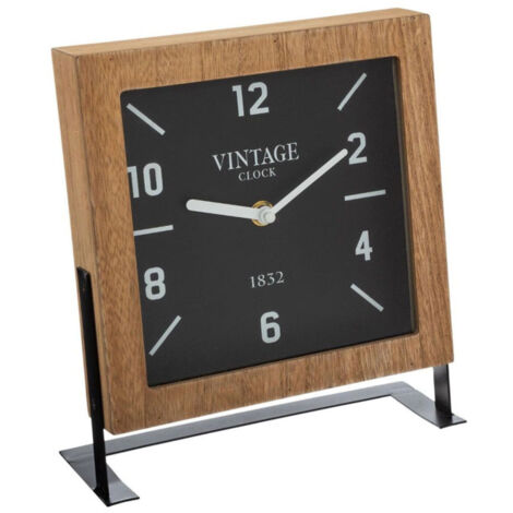 Atmosphera – Pendule à poser silencieuse 23cm en fer et MDF – Mécanisme sans tic tac – Design naturel pour décoration intérieure