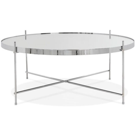 Table Basse Design en Verre "Rona" 83cm Chromé