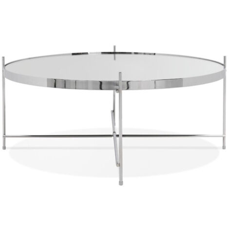 Table Basse Design en Verre "Rona" 83cm Chromé