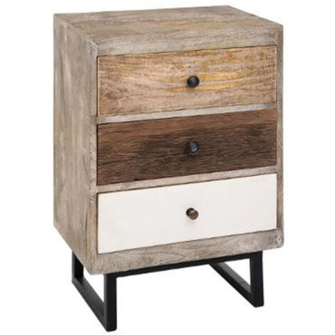 Table de Chevet 3 Tiroirs "Koval" 115cm Naturel (1/2)