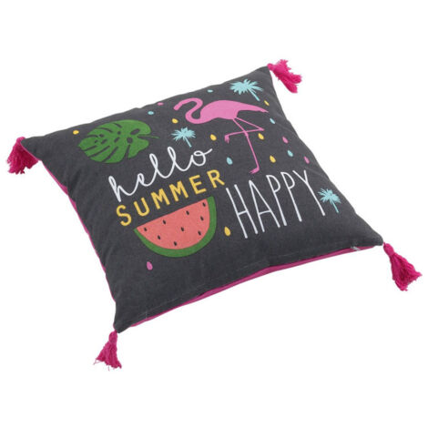 Coussin Déco Déhoussable "Ibiza" 40x40cm Gris (1/3)
