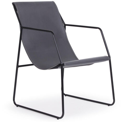 Fauteuil Design en Métal "Lysio" 88cm Gris & Noir (1/4)