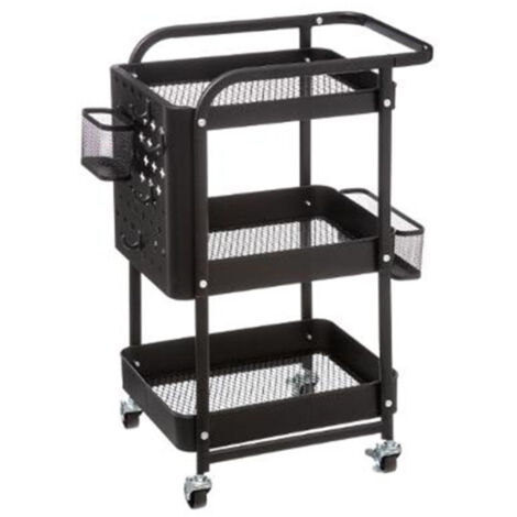 Desserte de Cuisine en Métal "Serta" 76cm Noir (1/5)