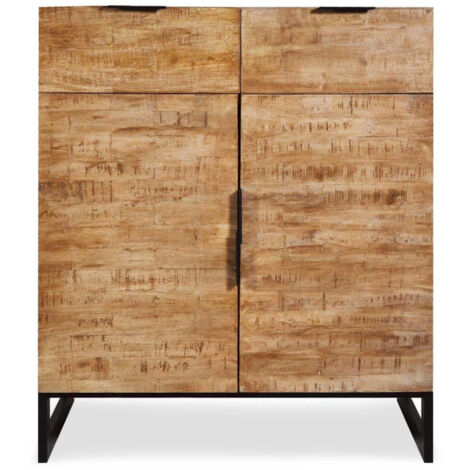 Commode 2 Tiroirs & 2 Portes "Bolta" 79cm Naturel (1/2)
