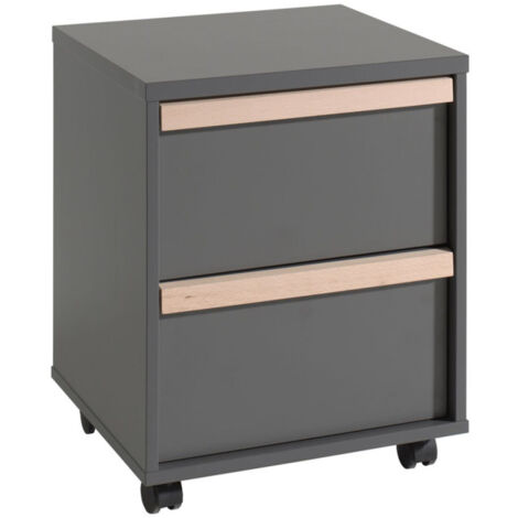 Caisson de Bureau 2 Tiroirs "London" 60cm Gris Anthracite (1/3)