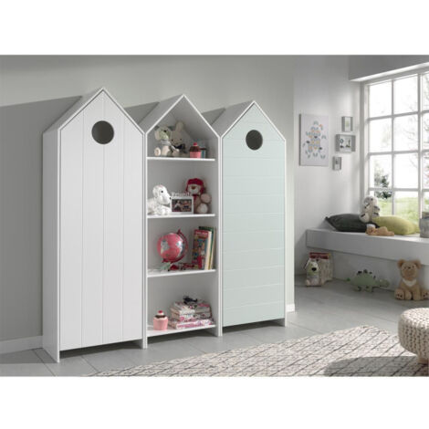 Pack - Étagère Enfant & 2 Armoires "Casami" Blanc & Menthe (1/4)