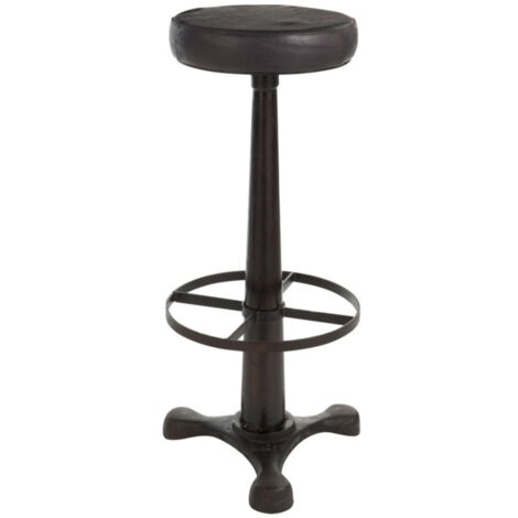 Tabouret Design Cuir & Métal "Molda" 79cm Noir (1/3)