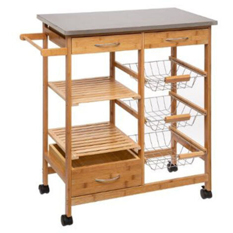 Desserte de Cuisine Bambou 86cm Naturel (1/4)