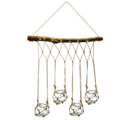 Suspension Design à Led "4 Soliflores" 70cm Naturel (1/4)