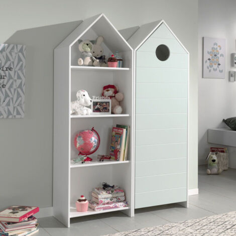 Pack - Étagère & Armoire 4 Niveaux "Casami" 171cm Blanc & Menthe