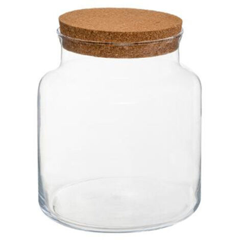 Atmosphera – Terrarium en verre 21cm transparent – Couvercle en liège – Pour plantes d'intérieur – Design moderne et épuré