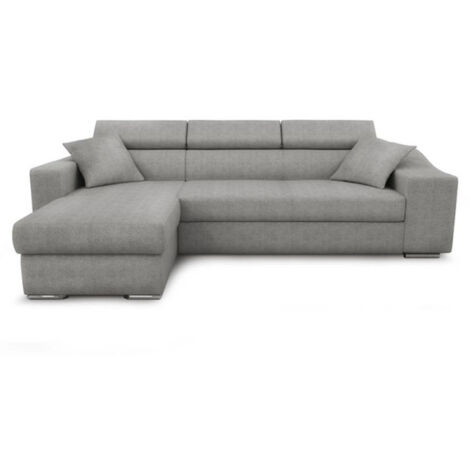 Canapé d'Angle Réversible Convertible Niche à Droite "Bobi" 264cm Gris (1/5)