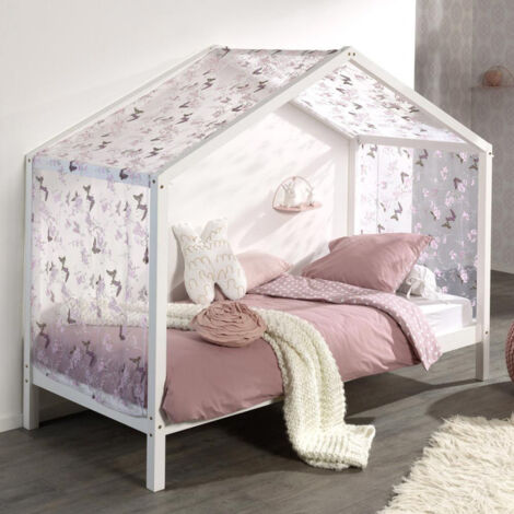 Paris Prix – Voile à motifs pour lit enfant – Transparent en coton – Décoration cosy avec motifs de papillons – Ciel de lit bébé