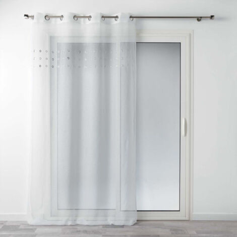 Rideau Voilage à Œillets "Krom" 140x240cm Blanc (1/4)