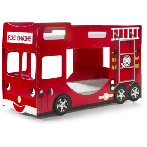 Paris Prix – Lit superposé enfant 90x200cm – Bois rouge – Dimensions L. 227 x l. 97 x H. 141 cm – Sommier inclus – Poids supporté jusqu'à 80 kg