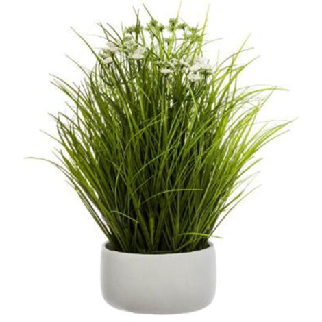 Plante Artificielle en Pot "Herbes Folles" 40cm Blanc (1/2)