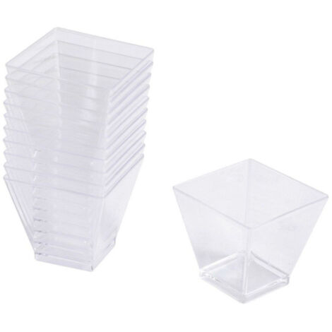 Lot de 25 Verrines Carrées en Plastique Réutilisable "Mini Apéritif" 6cl Transparent